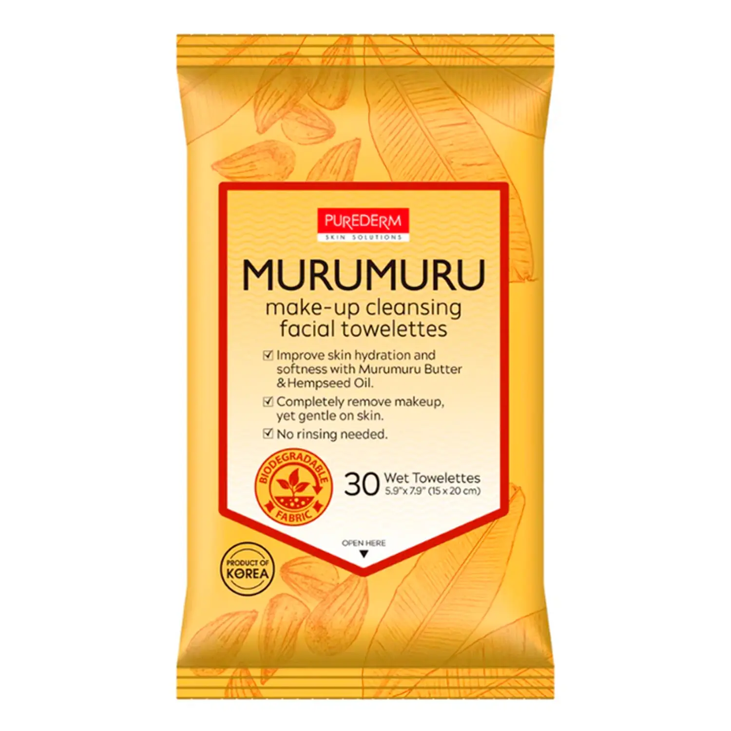 Purederm Makeup Cleansing Facial Towelettes 30 sheets