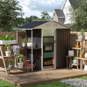 6 x 4 FT Outdoor Metal Storage Shed Garden Shed with Side Storage Rack Suitable for Garden Bike, Waterproof Shed,Tool Metal Storage Shed for Backyard, Patio
