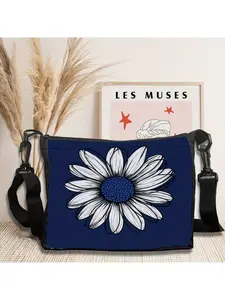Geometric and floral blue and white compact shoulder bag, party accessories, a must-have for trend lovers 7.14