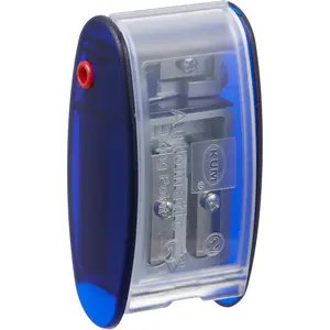 Long Point Sharpener, sharpens in 2 steps, includes 2 spare blades, with lead pointers for 2 mm and 3.2 mm, BLUE only