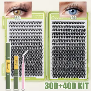 Mixed Eyelash Cluster Set, Fluffy Eyelash Extensions, 30D & 40D + 60D & 80D, DIY Lash Extension Kit for Beginners, Multiple Lengths, Fluffy Lash Clusters