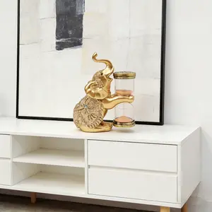 Lucky Elephant Sand Timer Resin Craft Desktop Decoration, Unique Decorative Item for Living Room, Dining Table Centerpiece, Office Shelf