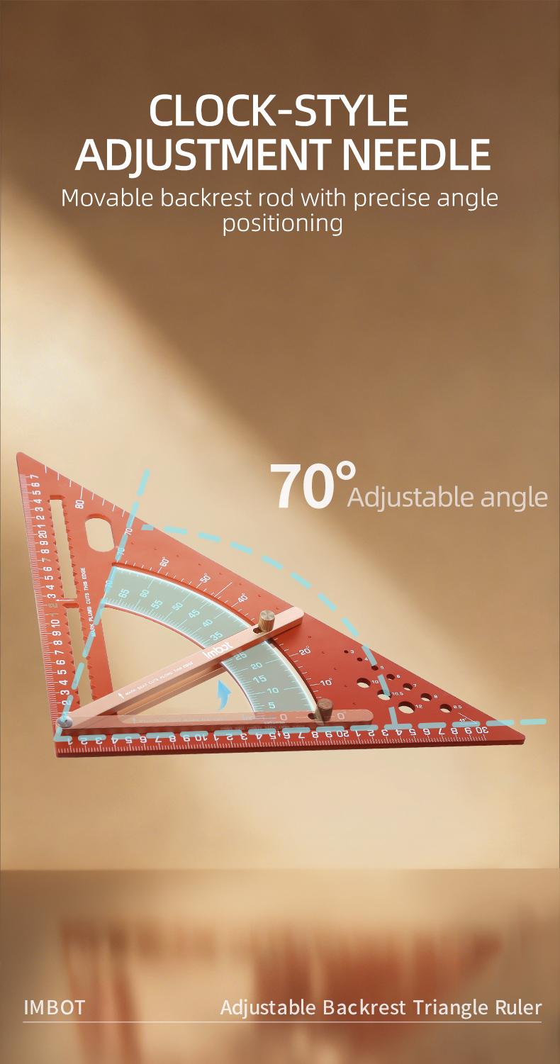 IMBOT Aluminum Alloy Dual Scale Triangular Ruler - High Precision Carpenter's Angle Ruler Multi-Purpose Angle Measurement Multi-Purpose Square Ruler for Woodworking Roofing Tools & Construction Layout