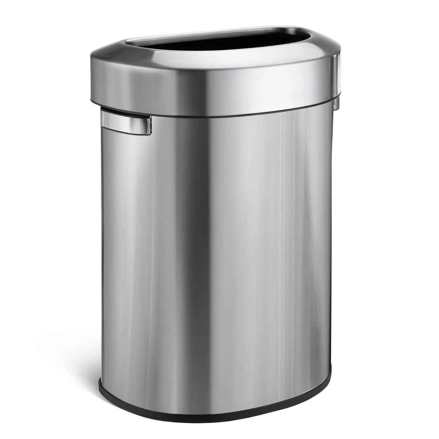 Home Zone Living 18 Gallon Stainless Steel Open Top Trash Can with Semi-Round Flat Back