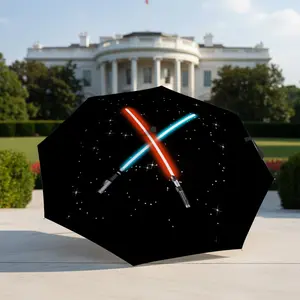 Red and Blue Lightsaber Umbrella, portable and foldable design, 8 ribs, Waterproof, a casual accessory for Halloween, Christmas, and birthday gifts. Y251202236