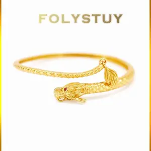 FOLYSTUYExquisitelyCarvedAdjustableDragonBangle&RingSetYNT03UnisexFashionJewelrywithIntricateDragonMotifforTrendsetters