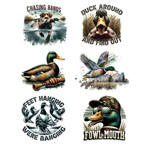 Duck & Letter Pattern Heat Transfer Sticker, 6 Counts/set Transfer Sticker, DIY Heat Transfer Decal for Clothes, T-shirts, Jackets, Jeans, Hats, Gloves, Bags, Caps, Backpacks