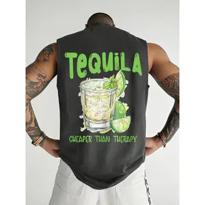 Men's Fashion Printed Sleeveless Tank Top Running Sports T-Shirt Tank Top, Creative DIY Men's Tank Top T-Shirt