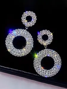 Rhinestone Decorated Dangle Earrings, Elegant Jewelry for Party, Daily Clothing Decor, Trendy All-match & Exquisite Jewelry for Birthday Gift, High Quality Earrings