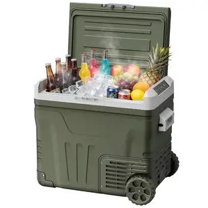 Antarctic Star 12V Portable Refrigerator 50L, 12/24V DC & 100-240V AC, Compressor Fridge Freezer for Car Camping Travel Boat, APP Control, -4°F to 68°F, Electronic Touch Screen，Green