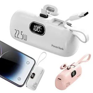 5000mAh Ultra-Compact Mini Power Bank, Lightweight Portable Battery with Digital Display, Universal Fast Charging for Apple & Android Phones, Perfect for Travel & Outdoor Use