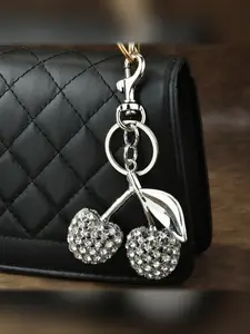 Full Drill Cherry Keychain Bag Charm, Charms For Bags, Keychain For Bags, Style Fruit Pendant, Perfect for Bag Decoration and Key Decor, All Seasons Accessory