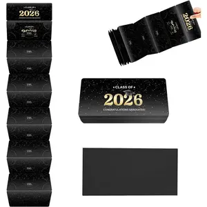 2026 Graduation Money Holder for Cash Gift Envelope with Wish Card for High School College Congrat Grad - Black and Gold Design