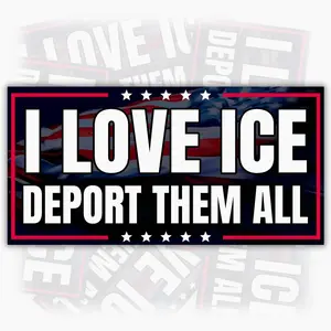 I Love ICE Bumper Sticker - Support Your Local ICE Raids USA Flag Vinyl Decal RZY