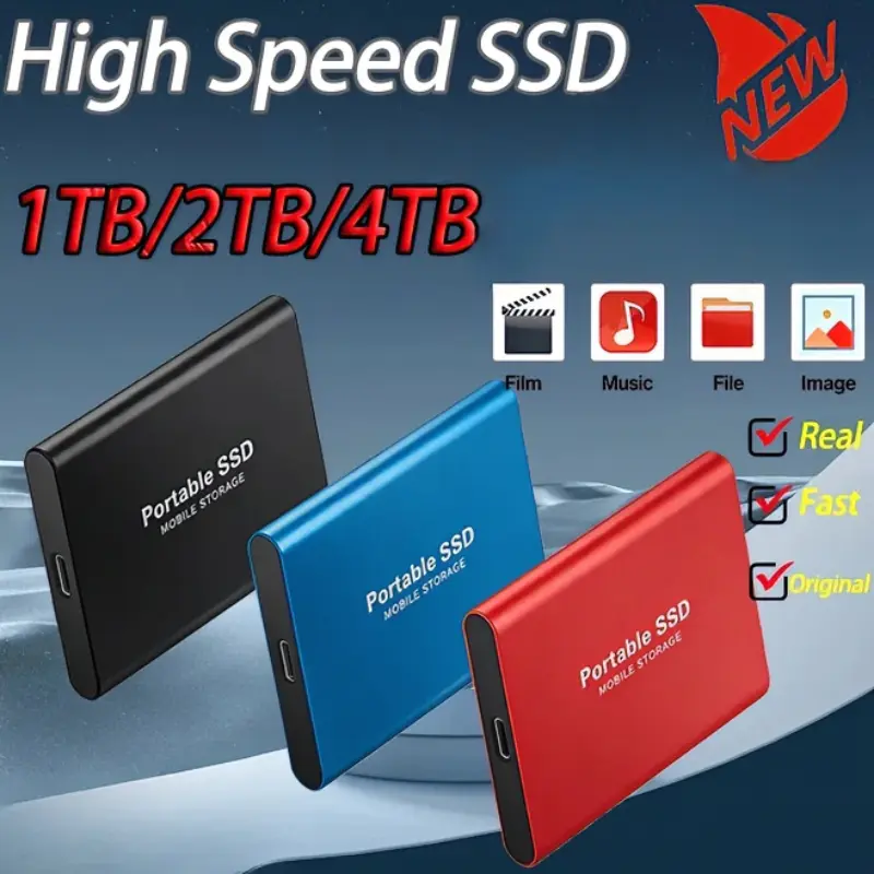 1TB/2TB/4TB High-Speed Portable External SSD, USB Type-C Data Storage Drive for Laptop/PC (Compatible with Mac)