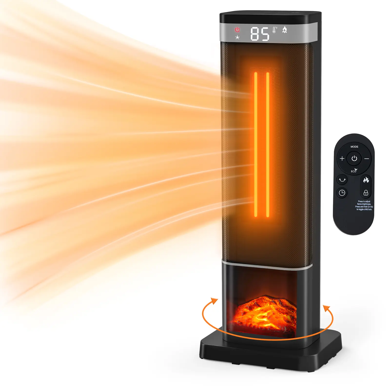 Space Heaters for Indoor Use with Light Colors, Heaters for Bedroom Adjustable Thermostat with Remote,60 ° Oscillation, Tip-over Protection Up to 99 ° F