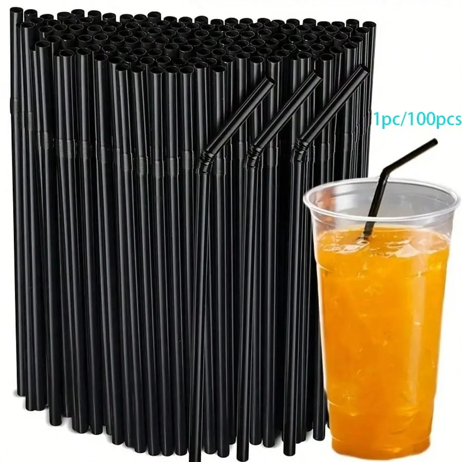 100 Bendable Straws and Coffee Stirrers, Flexible Drinking Straws, Bent Straws for Milkshakes, Bubble Tea, Iced Coffee, Bar & Club Use, Home Bar Drink Accessories