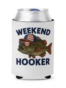 Funny Beer Koozie for Fishing Lovers Weekend Hooker Gag Gift  Patriotic Bass Can Cooler – Father's Day, Lake Life, Summer Party Vibes portable beach