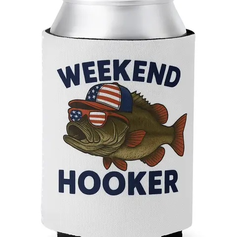 Funny Beer Koozie for Fishing Lovers Weekend Hooker Gag Gift  Patriotic Bass Can Cooler – Father's Day, Lake Life, Summer Party Vibes portable beach