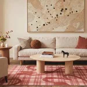 【Deals For You Days】GENIMO Rug – Machine Washable, Pet Friendly, Non-Slip Floor Rug, Soft Area Carpet, Ideal for Living Room, Bedroom, Kitchen, Hallway ,ARM030-RED