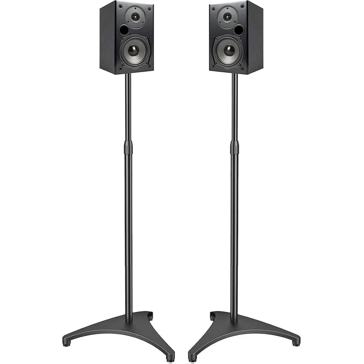 PERLESMITH Adjustable Speaker Stands - Extends from 20" to 44" - Supports Satellite and Small Bookshelf Speakers up to 9 lbs, Floor Stands Compatible with Sony, Bose, Polk, JBL, Yamaha, and More - 1 Pair.