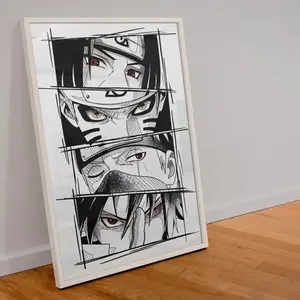 Naruto art Poster – Kakashi, Sasuke, Naruto & Itachi _ Anime Manga Wall Art _ Otaku Room Decor Gift