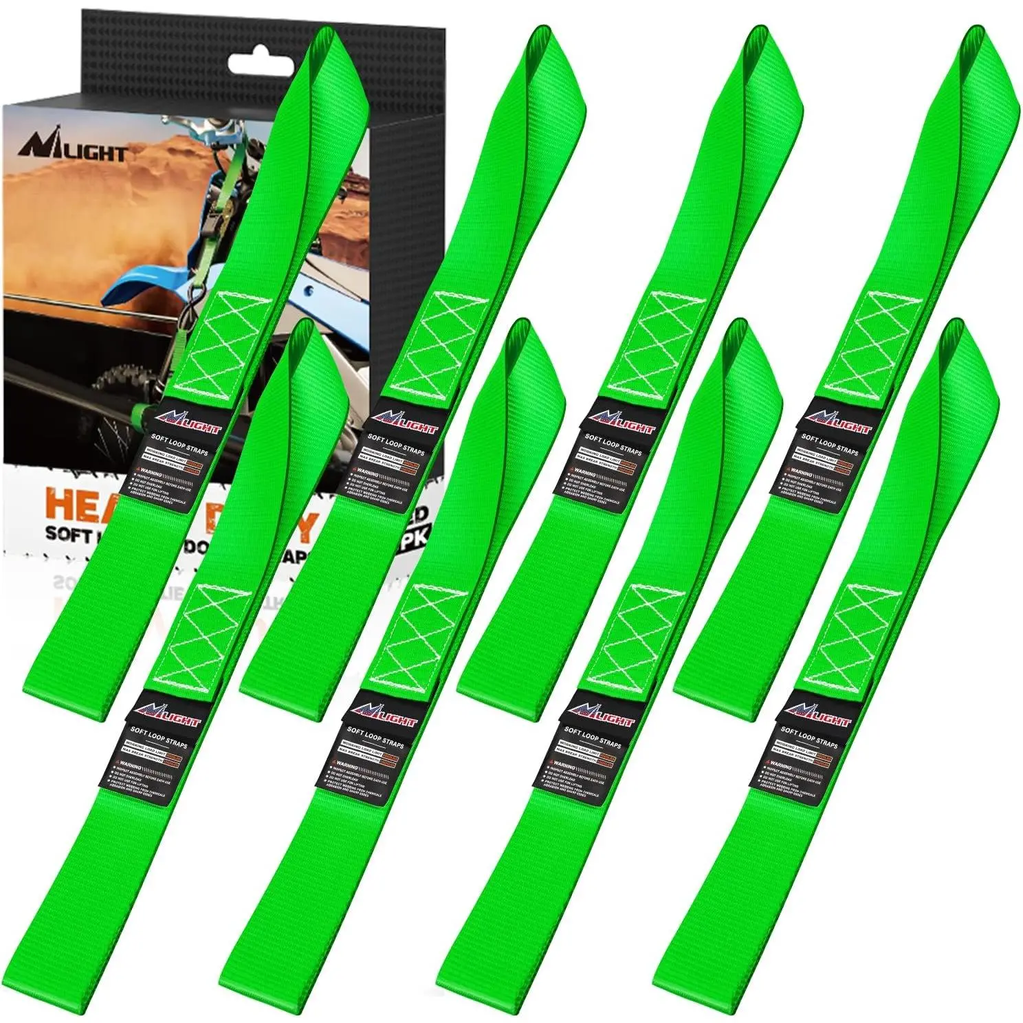 Nilight Heavy-Duty Soft Loop Ratchet Straps (1.7×17), 12000 lbs Max Break Strength, Durable Securing Straps for ATV/UTV, Truck Cargo, Rear Racks & Accessories, Ratchet Strap Rear Racks & Accessories