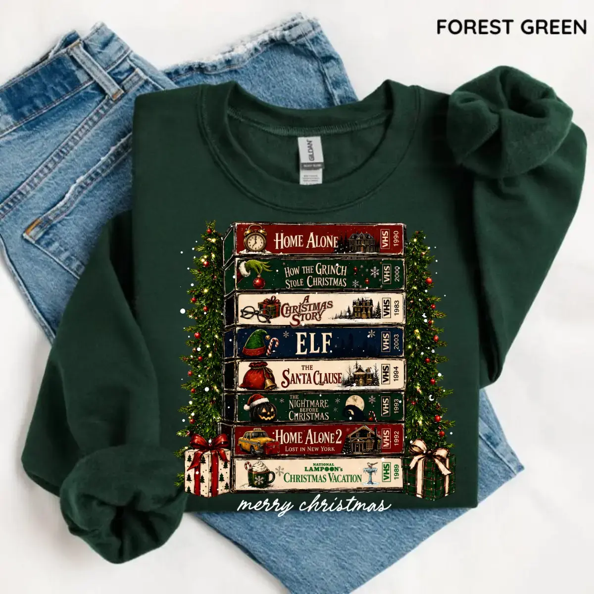 Retro Holiday VHS Sweatshirt, Vintage Christmas Graphic Crewneck, Cozy Winter Movie Night Pullover, Festive Holiday Apparel, Christmas Gift Print Tee, Andrew Clothings