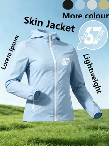 Women's Hooded Skin Jacket With Number Print All Season Lightweight Breathable Windbreaker Loose Slim Fit Comfortable Skin Friendly Multiple Colors Ultra Light Portable Versatile Daily Wear Commuting Travel Outdoor Casual Sun Protection Jacket