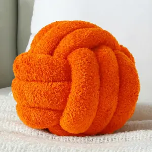 Knot Pillow Ball Plush - Decorative Throw Pillows for Bed Relieve Stress, Round Knot Cushion for Sofa Decor Pet Toy, Orange 8 inch