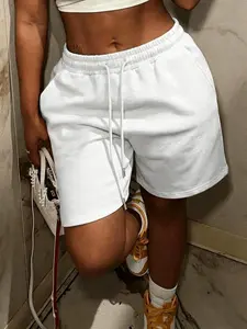 Elastic Drawstring Waist Loose Shorts, Comfortable Breathable Fabric, Ideal for Summer Casual, Sports, and Fitness, Comfy Stretchy Shorts, Street Casual Shorts