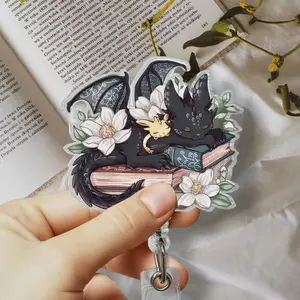 Fantasy Dragon Badge Reel, Fantasy Bookish Badge Reel, 4th Wing Interchangeable Badge Reel, Book Lover Gift, ID Holder,Badge Clip for Reader