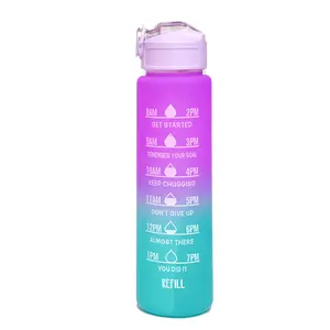 1000ml Sports Water Bottle High TemperatureResistant Straw Cup Frosted Water Cup Plastic Cupwith Time Scale Drinking Cup
