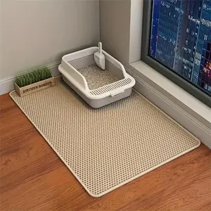 Double Layer Honeycomb Cat Litter Mat, 1 Count Durable & Washable Non-slip Cleaning Solution for Pet Toilet, Litter Box & Kennel,,Falling sand mat anti-splash sand mat.
