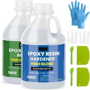 68OZ  Clear Epoxy  Kit - 1:1 Mixing Ratio, Bubble Free & Anti-Yellowing - High Gloss Casting & Coating  for , River Tables, Bar Top, Countertops &  - Heat Resistant
