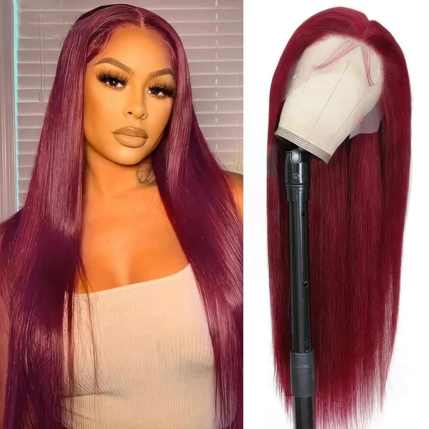 【LIVE ONLY】13x4 Straight  Wig Lace Frontal Wig Human Hair Burgundy Lace Frontal Wig Pre Plucked 150 Density Straight Wig for Women Straight Lace Front Wigs Human Hair