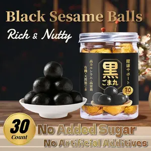 LIVEEN Black Sesame Ball Handmade 10.6oz (30 counts) | Black sesame Snacks | Black Rice Honey Walnuts Almonds | Hair Support | 30 counts [300g] Cake NJ