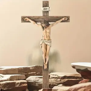 Traditional Resin Cross Pendant, Religious Home Decor for Christmas Easter New Year, Universal Decoration, Seasonal Wall Hanging Ornament, Religious Supplies