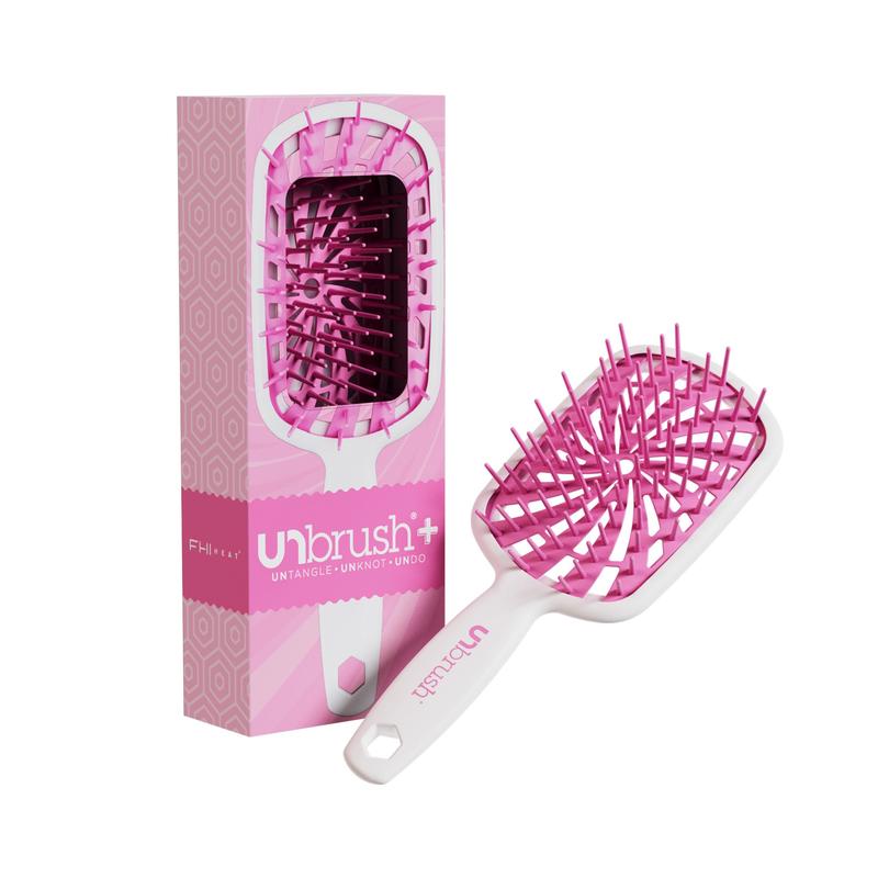 UNbrush Plus Detangling Hair Brush, Gentle Tangle Release, Reduced Dreakage, Decreases hair drying time, Easy-to-Clean, Ultra Light, Soft Bristle by FHI HEAT