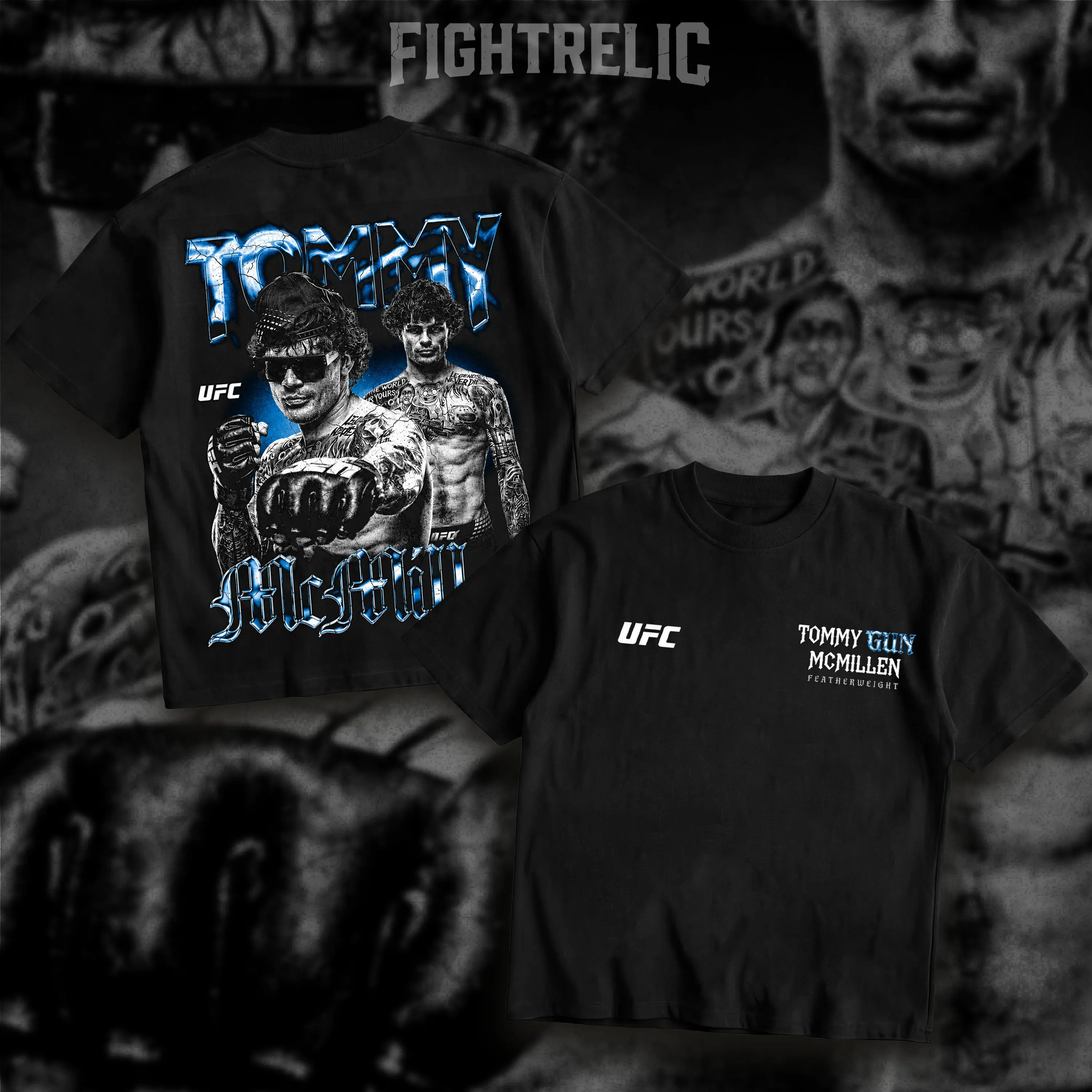 FIGHTRELIC Men's Tommy McMillan Black Gun T-Shirt, UFC Graphic Tee, UFC MMA Shirt, Gift for Fighters, Sports Apparel Cotton Tee, Gift for Him, Gift For Her, Made In USA.