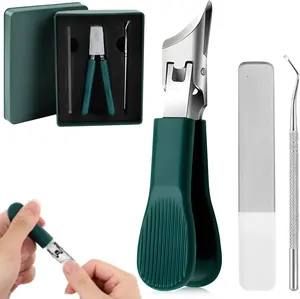 3-piece set of green eagle beak nail clippers, wide chin splash proof diagonal nail clippers, suitable for both men and women Chrome Nail Powder Pearl Dust Kit Cutics Manicure Nail Trimmer Nail Tech Lamp