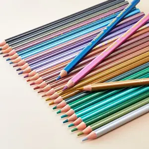 New 28 Color Metal Colored Pencils Gold Silver Color, Student Drawing Pencils, Art Supplies, School Stationery, Bulk Pack