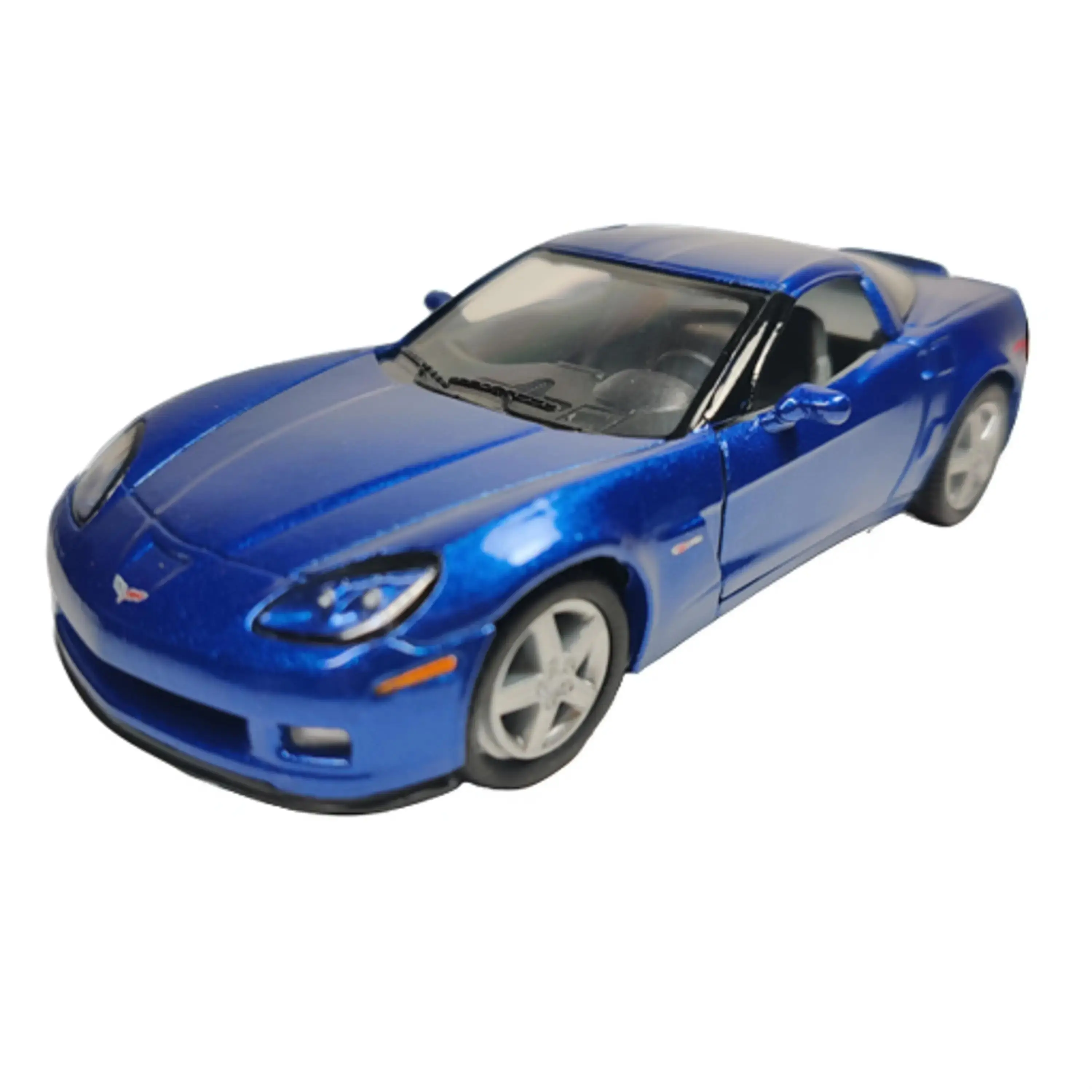 KINSMART 1:36 Scale 2007 Chevrolet Corvette Z06 Diecast - Bold Blue Collectible Model Car with Openable Doors and Pull Back Action