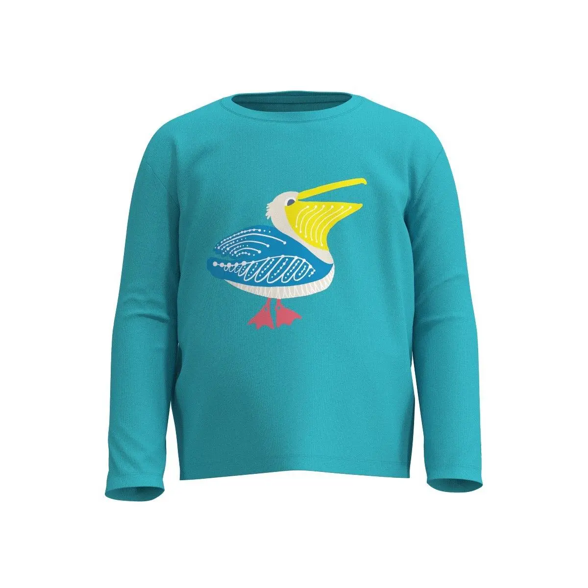 Coco Plum | Toddler Everyday Long Sleeve Graphic T-Shirt | Blue Curacao Happy Pelican