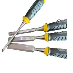 Carpenter’s chisel set made of chrome‑vanadium steel with soft‑rubber handles; includes a through‑hole chisel for carving durable hand tool