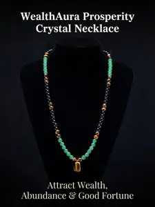 Unisex Wealth Attraction Triple Natural Crystal Abundance Necklace, Daily Wear Magnetic Stone Lucky Spiritual Jewelry for Men and Women