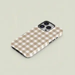 Brown Gingham Phone Case |   Cottagecore Checkered Case | Fall Autumn |   iPhone 16 15 14 13 12 11  Pro Max Samsung S25 S24 S23 Ultra gift for her men's cool gadgets iphone 17 pro max cases girls