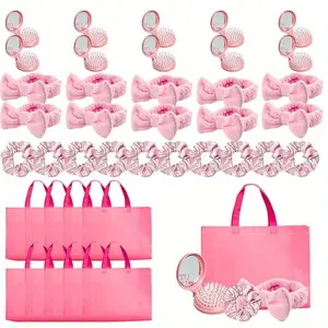 10set Sleepover Party Essentials Kit Includes Pink Comb Headband Satin Headband And Gift Bag Perfect For Spa Birthday Parties teen girls push gifts care package