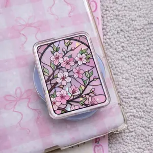 Soft Pink Cherry Blossom Magnetic Phone Grip, Aesthetic Sakura Flower MagSafe Holder, Elegant Floral Griptok, Unique Literary Gift for Bookstagram & Soft Girl Style