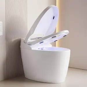 Modern Smart Toilet, One-Piece Elongated with Built-in Bidet, Heated Seat, Foot Sensor Flushing, Warm Air Dryer, Remote Control for Lid Open/Close